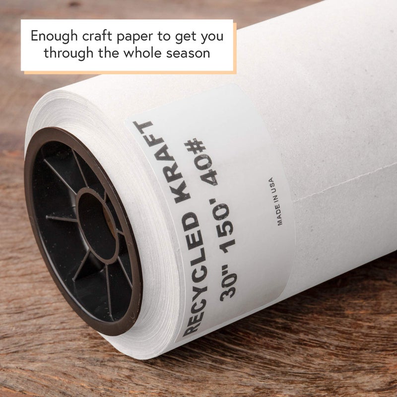 DIY CREW White Kraft Paper Roll - 30 Inch x 150 Feet - USA Made - Recycled Material - Wrapping Paper - Ideal for Packing, Shipping, Packaging, Bulletin Board, Arts & Crafts, Banner, Table Covering - Image 4